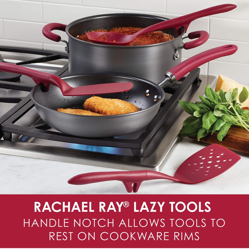 Rachael Ray Tools and Gadgets Flexi Turner and Scraping Spoon Set / Cooking Utensils - 2 Piece, Red - Image 2